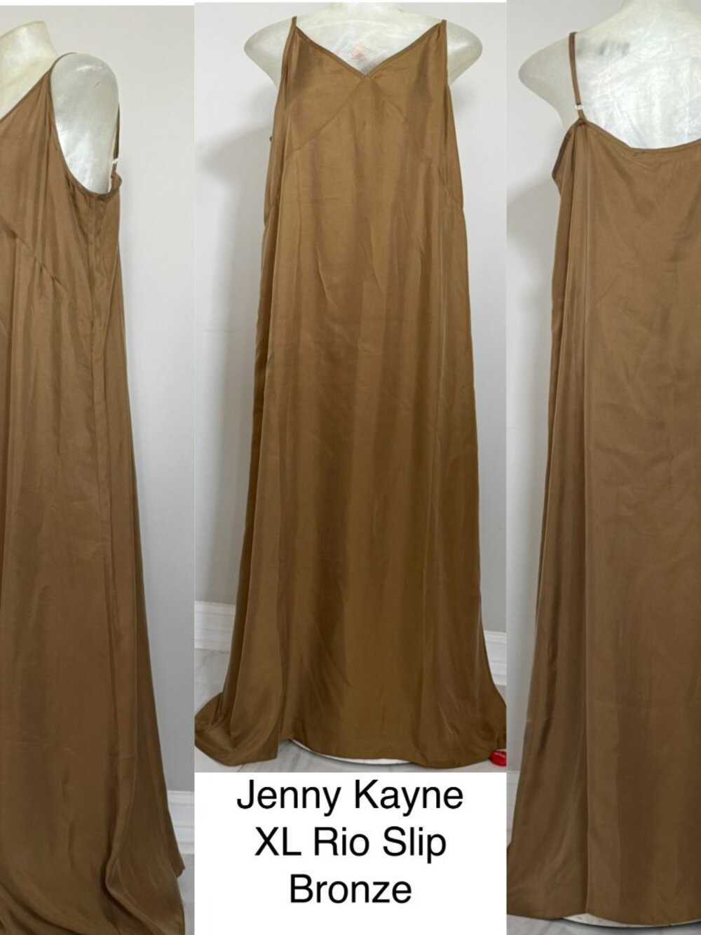 New Jenni Kayne Rio Slip Dress XL Bronze $345 Quiet Luxury Maxi